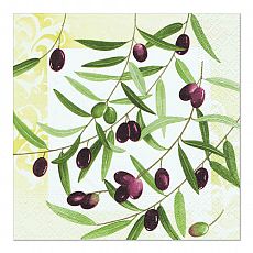 Servietten, 3-lagig 1/4-Falz 33 cm x 33 cm Olive Twig, Papstar (81026), 200 Stück
