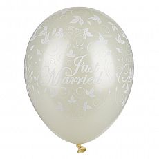 Luftballons Ø 29 cm elfenbein Just Married metallic, Papstar (81947)