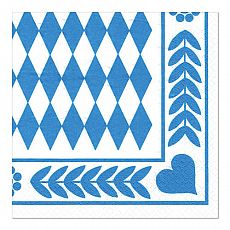 Servietten, 3-lagig 1/4-Falz 33 cm x 33 cm Bayrisch Blau, Papstar (84477)