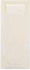 Bestecktaschen 20 cm x 8,5 cm creme inkl. weißer Serviette 33 x 33 cm 2-lag., Papstar (85206), 520 Stück