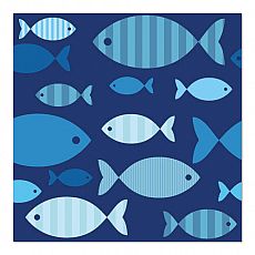 Servietten, 3-lagig 1/4-Falz 33 cm x 33 cm Blue Fish, Papstar (86371), 200 Stück