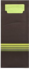Bestecktaschen 20 cm x 8,5 cm schwarz/limone Stripes inkl. farbiger Serviette 33 x 33 cm 2-lag., Papstar (86702), 520 Stück