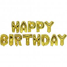 Folienluftballon-Set gold Happy Birthday, Papstar (86801)