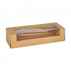 Sushi-Schalen Pappe, PLA-beschichtet eckig 4,5 cm x 19,5 cm x 7 cm braun, Papstar (89232), 100 Stück