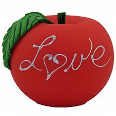 Apfelkerze Love matt Handarbeit Ø 10 cm rot, tradingbay24 (tb00088)