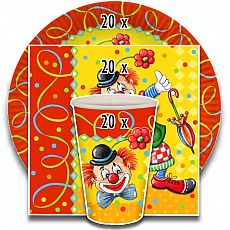 Party-Set Clown (60-teilig: Servietten, Teller, Becher), tradingbay24 (tbK0027)