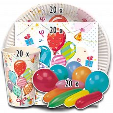 Party-Set Fete (80-teilig: Servietten, Teller, Becher, Luftballons), tradingbay24 (tbK0045)
