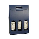 Wein-Tragekartons mit Sichtfenster 37,5 cm x 25 cm x 9 cm blau für 3 Flaschen, Papstar (10227), 20 Stück