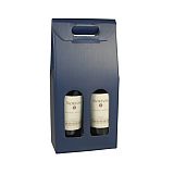 Wein-Tragekartons mit Sichtfenster 37,5 cm x 18 cm x 9 cm blau für 2 Flaschen, Papstar (10228), 20 Stück