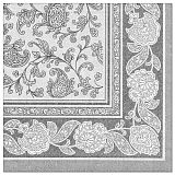 Servietten ROYAL Collection 1/4-Falz 40 cm x 40 cm grau Ornaments, Papstar (11411), 160 Stück