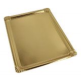 Servierplatten, Pappe, PET-beschichtet eckig 34 cm x 45,5 cm gold, Papstar (81011), 90 Stück
