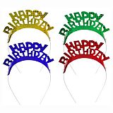Haarreifen farbig sortiert Happy Birthday Metallic, Papstar (85189)