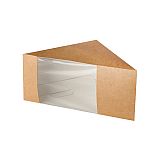 Sandwichboxen, Pappe mit Sichtfenster aus PLA 12,3 cm x 12,3 cm x 8,2 cm braun, Papstar (85690), 500 Stück