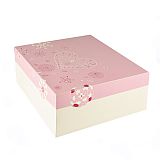 Tortenkartons, mit Deckel, Pappe eckig 30 cm x 30 cm x 13 cm weiss/rosa Lovely Flowers, Papstar (85806), 60 Stück