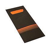 Bestecktaschen 20 cm x 8,5 cm schwarz/orange Stripes inkl. farbiger Serviette 33 x 33 cm 2-lag., Papstar (86704), 520 Stück