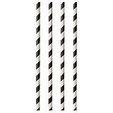 Trinkhalme, Papier Ø 6 mm, 29 cm schwarz/weiss Stripes, Papstar (88225)