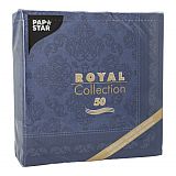 Servietten ROYAL Collection 1/4-Falz 40 cm x 40 cm dunkelblau Arabesque, Papstar (89275)