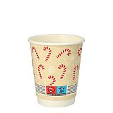 Trinkbecher, Pappe 0,2 l Ø 8 cm, 9,3 cm Candy Canes  doppelwandig, Papstar (89695), 500 Stück