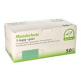 Medi-Inn® Mundschutz Type IIR 3-lagig 9 cm x 17,5 cm grün mit Nasenbügel und Elastikbänder, Medi-Inn (93492), 500 Stück