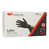 WORK-INN Handschuhe, Latex puderfrei Black Grip schwarz Größe M, Work-Inn (98425)