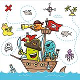 Party-Set Pirate Crew (61-teilig: Servietten, Teller, Becher, Tischdecke), tradingbay24 (tbK0042)